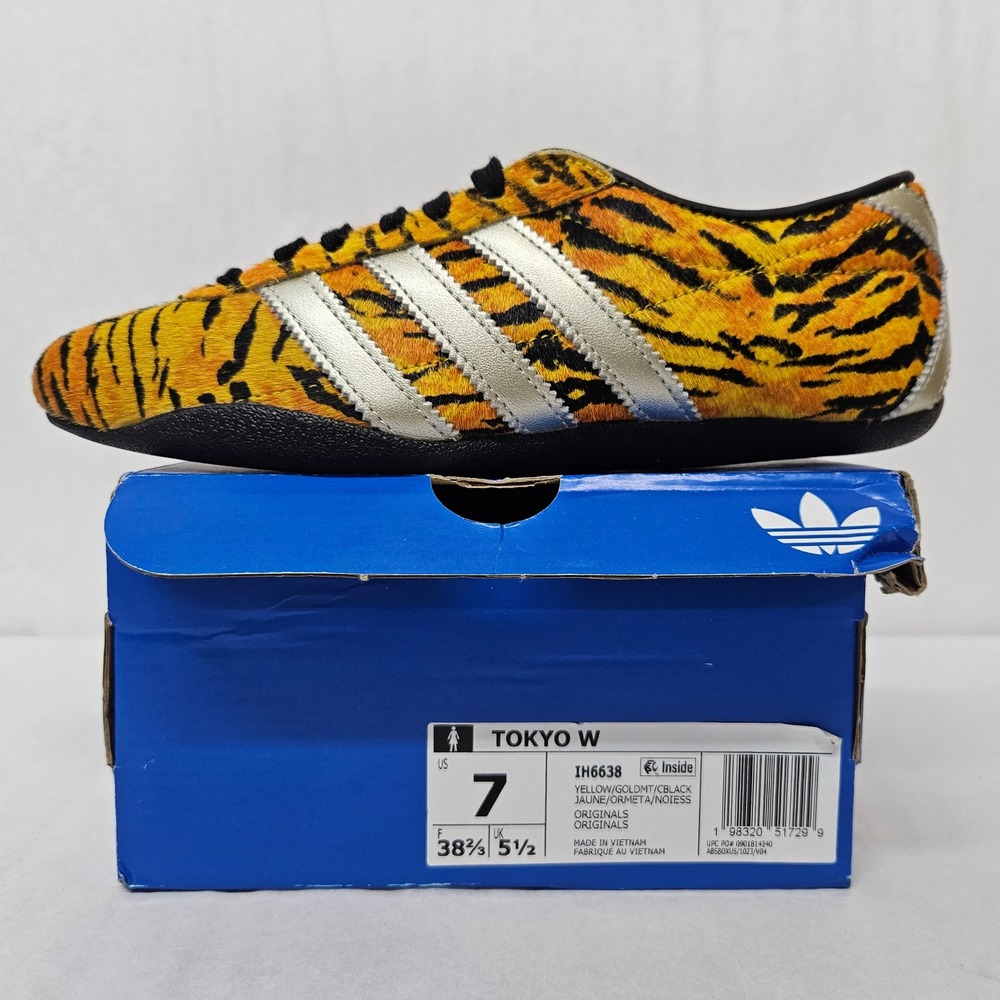 Adidas Tokyo W Tiger Print Pony Hair Sneakers IH6638 Yellow Gold Womens Size 7